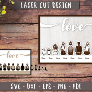 Letrero Familiar “Love” Personalizable – Vector SVG para Corte Láser en Madera