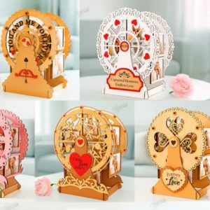 Marco Decorativo Giratorio Tipo Ruleta del Amor – Carrusel 3D para Corte Láser (SVG, DXF)