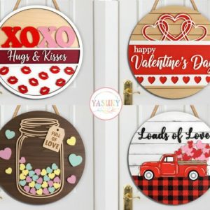 Letreros Redondos de San Valentín en Capas – Vectores para Corte Láser