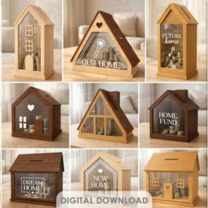 Alcancías Decorativas en Forma de Casa – Vectores para Corte Láser MDF y Madera