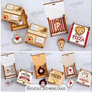 Cajas Sorpresa de San Valentín en Madera – Pack de Vectores para Corte Láser