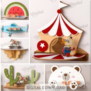 Estantes Infantiles Decorativos en Madera – Pack de Vectores para Corte Láser