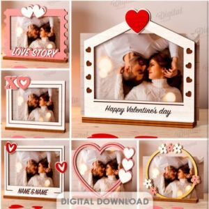 Marcos de Fotos Románticos para San Valentín – Pack de Vectores para Corte Láser