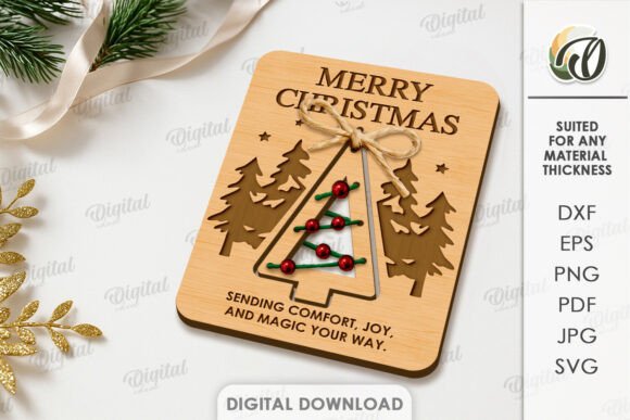 Paquete de Tarjetas Navideñas en Capas para Corte Láser – Diseños Festivos en Madera - Imagen 4