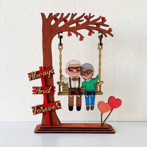 Pareja en Columpio 3D Decorativo Estilo Up – Archivo Vectorial para Corte Láser