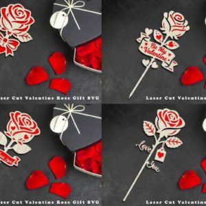 Rosa de San Valentín para Corte Láser – SVG Decorativo en Capas