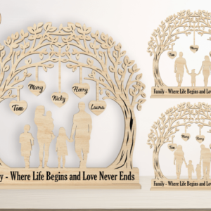 Letrero Familiar Personalizado con árbol  – Vector para Corte Láser