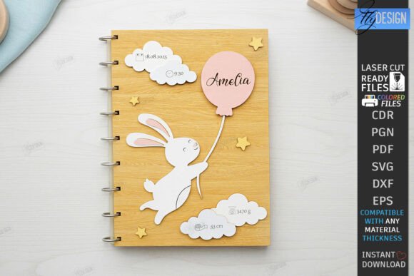 Álbum de recuerdos para bebé en madera – Diseño 3D láser para momentos que crecen contigo - Imagen 2