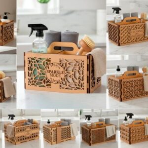 Organizador modular de limpieza en madera – Vector funcional para corte láser