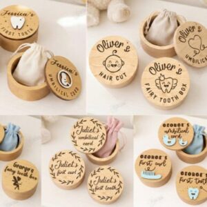 Cajas de Recuerdos para Bebé Personalizables – Diseños Circulares para Corte Láser