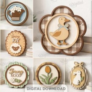 Cuadros Primaverales en Capas – Decoración Floral 3D para Corte Láser