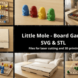 Little Mole ludo – Juego de Mesa Educativo en Madera | Vector SVG + STL para Corte Láser y 3D