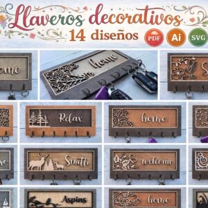 Lote de Llaveros Decorativos para Corte Láser – 14 Diseños