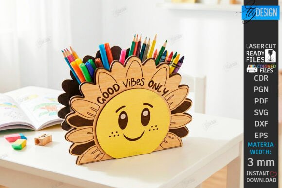 Organizador de Escritorio Porta Lápices Infantil en Madera – Diseños Creativos para Corte Láser - Imagen 6