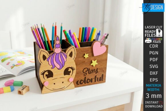 Organizador de Escritorio Porta Lápices Infantil en Madera – Diseños Creativos para Corte Láser - Imagen 4