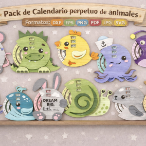 Calendario Perpetuo de Animales – Pack Vectorial Educativo para Corte Láser