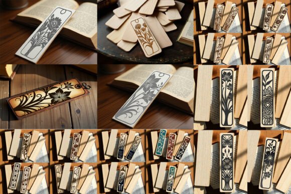 Marcapáginas Florales para Corte Láser – Colección Elegante en Madera