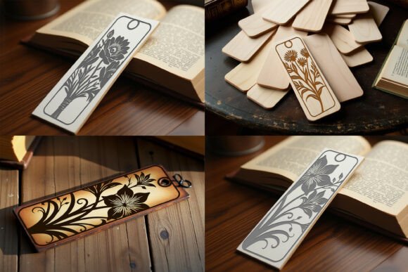 Marcapáginas Florales para Corte Láser – Colección Elegante en Madera - Imagen 2