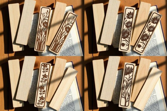 Marcapáginas Florales para Corte Láser – Colección Elegante en Madera - Imagen 6
