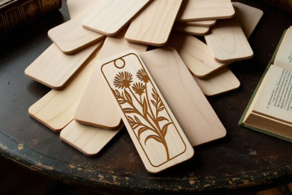Marcapáginas Florales para Corte Láser – Colección Elegante en Madera - Imagen 3