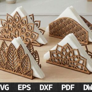Servilleteros Decorativos con Tramas Orgánicas – Diseño Vectorial para Corte Láser