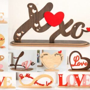 Adornos Tipográficos de Amor con Soporte – Diseño Minimalista para Corte Láser