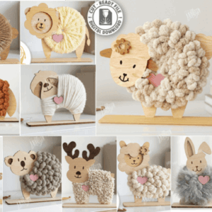 Animales Decorativos con Hilo Textil – Calidez Artesanal en Madera