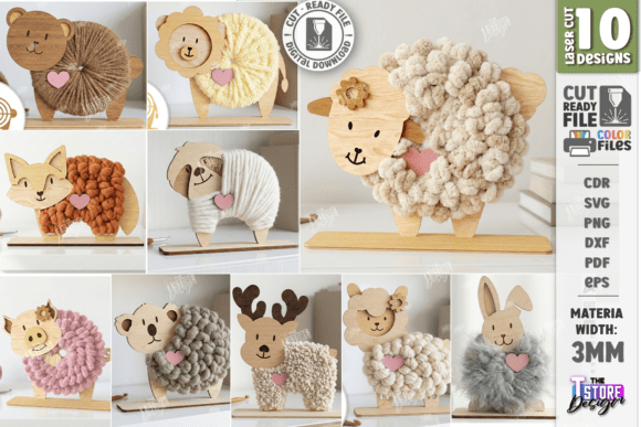 Animales Decorativos con Hilo Textil – Calidez Artesanal en Madera