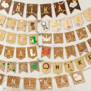 Banderines Personalizados con Nombre de Bebé – Decoración Dulce en Madera