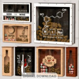 Cajas decorativas 3D para corchos y chapas – Diseño premium para amantes del vino y la cerveza