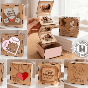 Caja Sorpresa de Recuerdos con Fotos – Diseño Láser Emocional en Madera