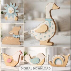 Animales de Primavera en Madera – Decoración 3D Dulce y Minimalista para Corte Láser