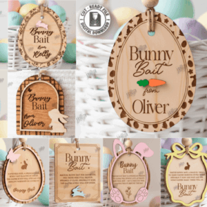 Etiquetas “Bunny Bait” de Pascua – Detalles que Enamoran en Madera