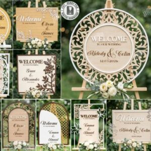 Letreros de Bienvenida para Bodas en Madera – Diseño Láser Personalizable