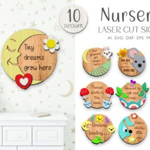 Letreros Redondos para Guardería Infantil – Diseño Láser Dulce y Decorativo