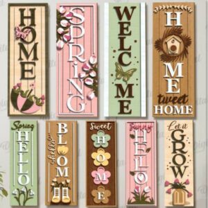 Letreros Verticales de Primavera en Madera – Diseños Decorativos para Puertas y Entradas