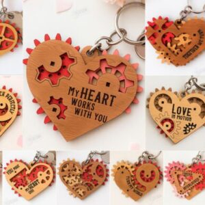 Llaveros de Corazón Mecánico con Engranajes – Pack Vectorial 3D para Corte Láser