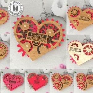 Llaveros de Corazón Mecánico – Pack Vectorial 3D para Corte Láser