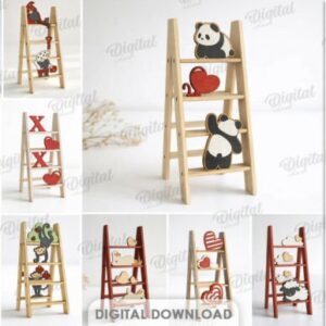 Mini escaleras decorativas 3D con figuras intercambiables – Diseño creativo para madera y corte láser