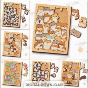 Rompecabezas 3D de animales en madera – Diseño lúdico para corte láser