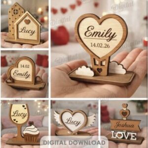 Paquete de mini stands con nombres para el Día de San Valentín