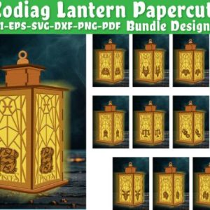 Linternas del Zodiaco – Pack Vectorial (12 Signos) para Corte Láser