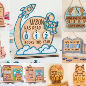 Rastreador creativo de lectura infantil en madera – Vector educativo para corte láser