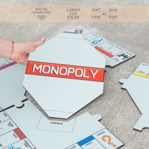 Tablero de Juego Clásico Monopolio Personalizable con caja para Corte Láser