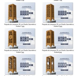 Gran pack de Lámparas 3D Árabe – Diseños Geométricos para Corte Láser