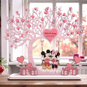 Árbol Decorativo Personalizado con Micky y Minnie en Columpio para Corte Láser