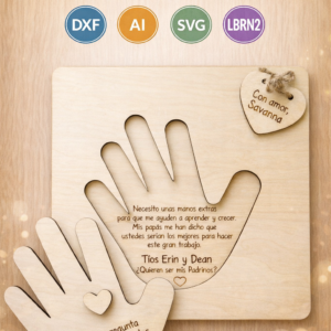 Mano mensajera en madera – Diseño emocional y personalizable para corte láser