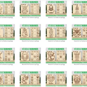 Mega Pack Tic Tac Toe tres en raya Temáticos para Corte Láser – Juegos Decorativos en Madera