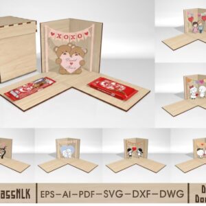 Caja de regalo explosiva sorpresa de amor para corte láser