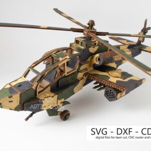 Helicóptero Apache AH-64D 3D para corte láser